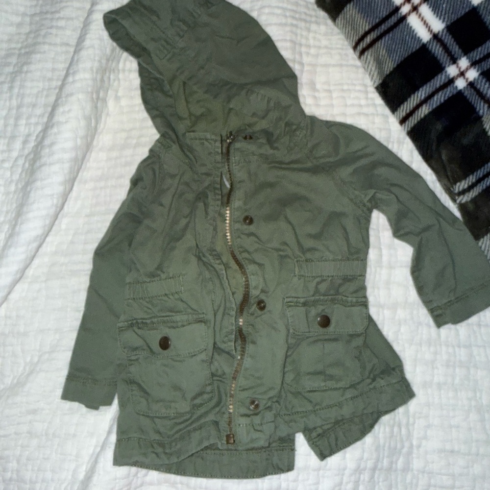 Old Navy Olive Green Hooded Kids Jacket